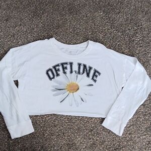 White Crop Top with Daisy Print